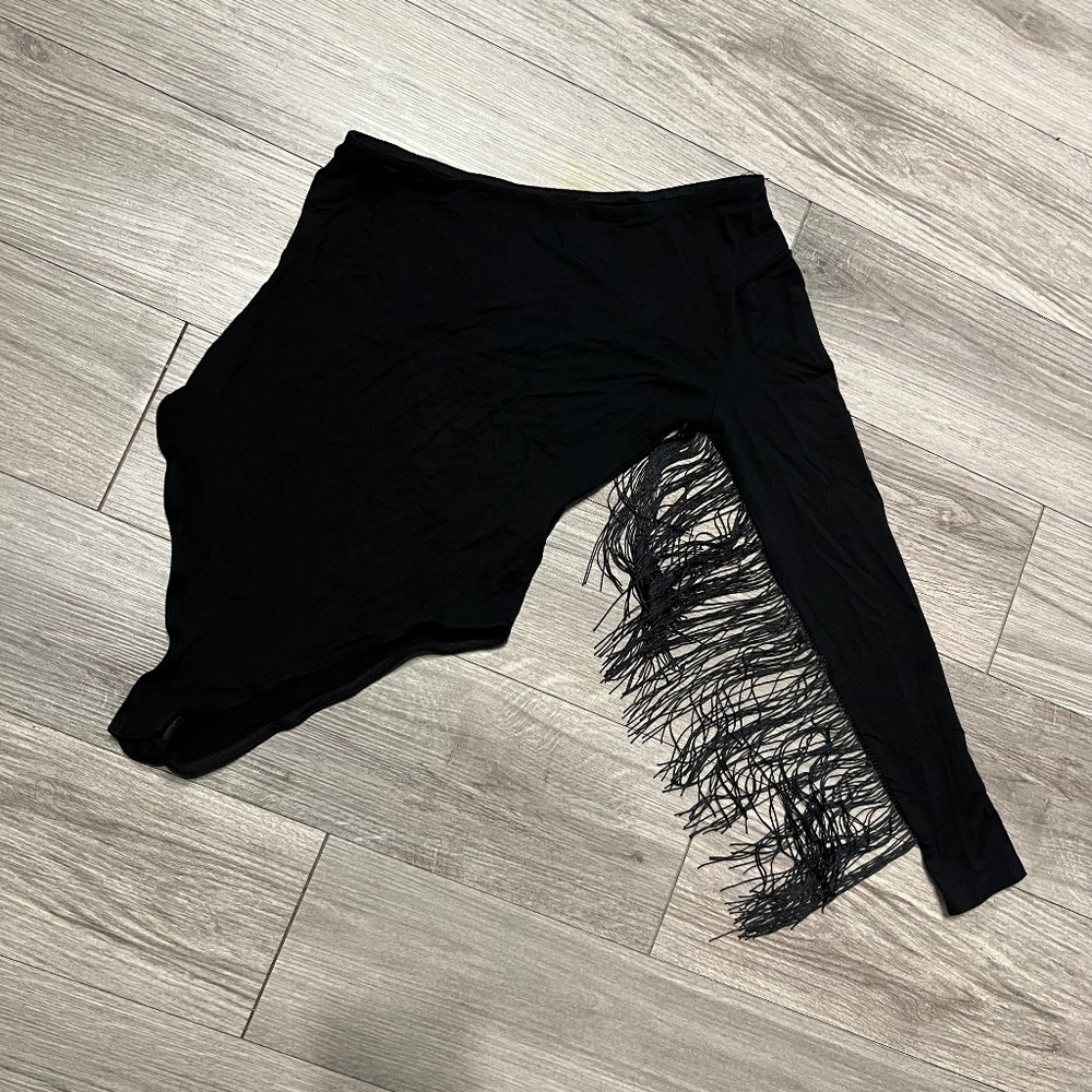 Single shoulder fringe bodysuit